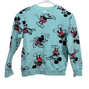 Disney Mint Blue Mickey Mouse Graphic Crewneck Sweatshirt